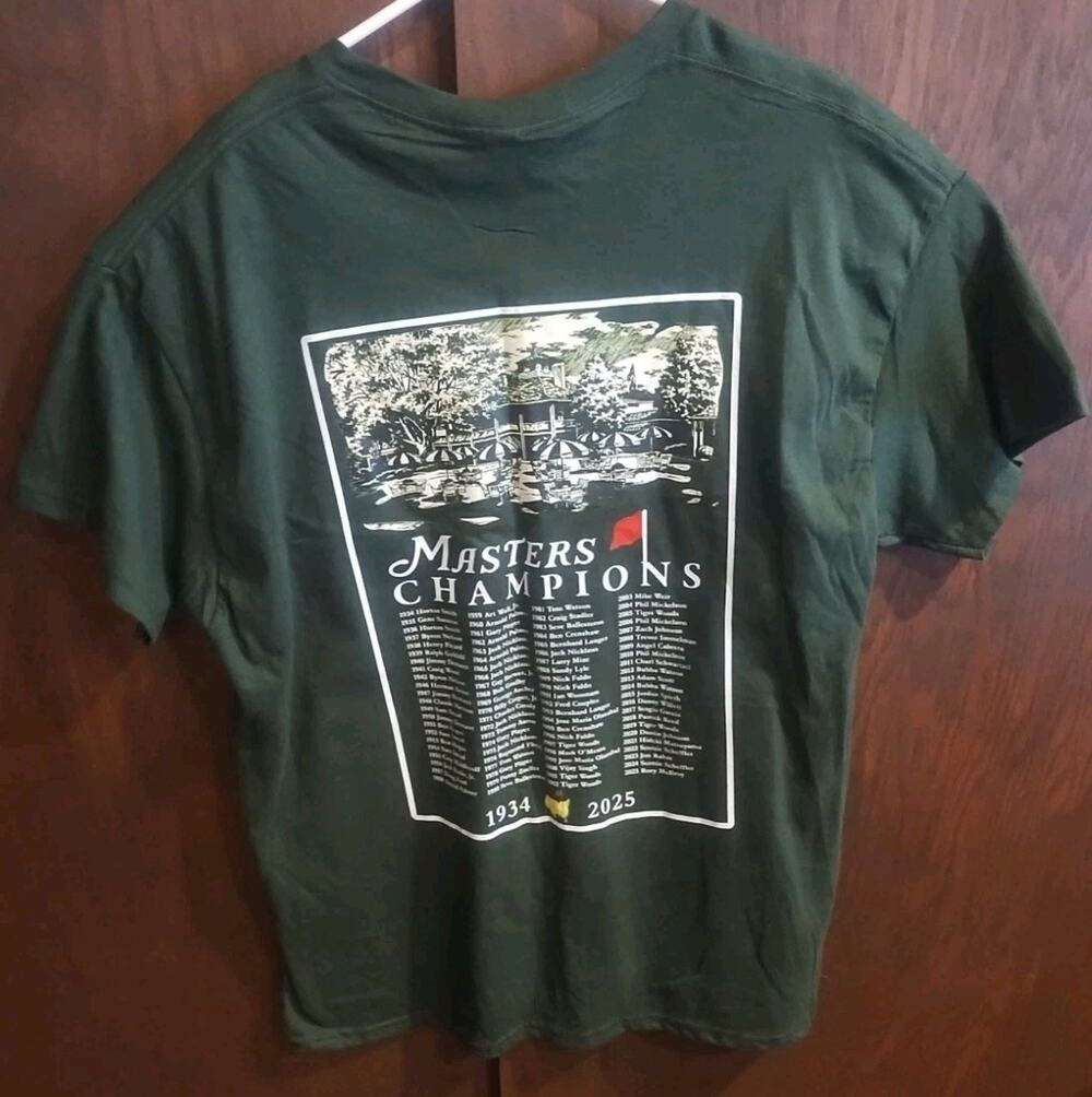 Rory McIlroy 2025 Masters Tournament Men's XL Gildan Heavy Cotton Green T-Shirt